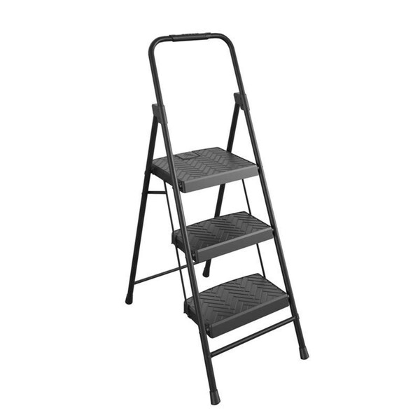 Templeton 53.54 x 18.5 x 2.36 in. 3 lbs Capacity 3 Step Steel Step Stool Black TE3306832 - main